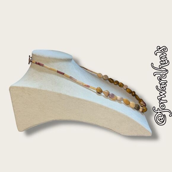 Natural Stone Bead Necklace with Toggle Clasp – 24” Length – Earth Tones - Picture 4 of 9